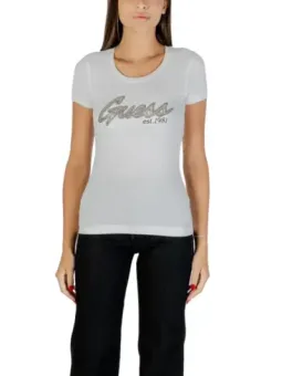 Guess Damen T-Shirt Weiß mit Strass - Herbst/Winter Kollektion