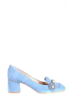 Ninalilou PlateauPumps Azurblau: Strass & Wildleder High Heels