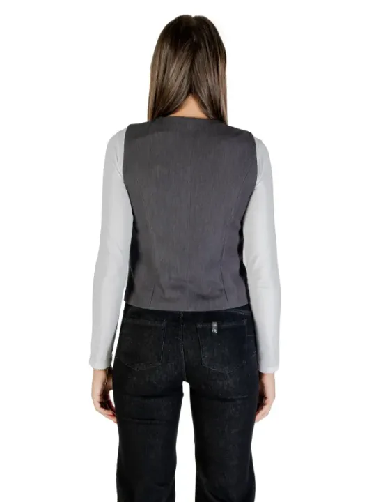 "Only Westen im Sale | "ONLY Damen Gilet - Graue Herbst/Winter Weste mit V-Ausschnitt und Knopfverschluss" online kaufen"|Planet-Deluxe