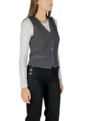 "Only Westen im Sale | "ONLY Damen Gilet - Graue Herbst/Winter Weste mit V-Ausschnitt und Knopfverschluss" online kaufen"|Planet-Deluxe
