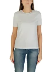 "Only T-Shirts im Sale | Only Damen TShirt Weiss Kurzarm Rundhals Herbst Winter 100Prozent Baumwolle online kaufen"|Planet-Deluxe