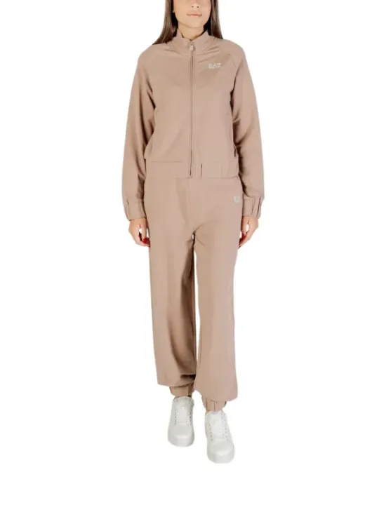 "Ea7 Anzüge im Sale | EA7 Damen Anzug Herbst/Winter - Beiger Freizeitanzug mit Reißverschluss und Vordertaschen, Langarm - 95% Baumwolle, 5% Elasthan online kaufen"|Planet-Deluxe