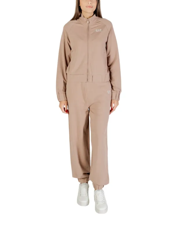 "Ea7 Anzüge im Sale | EA7 Damen Anzug Herbst/Winter - Beiger Freizeitanzug mit Reißverschluss und Vordertaschen, Langarm - 95% Baumwolle, 5% Elasthan online kaufen"|Planet-Deluxe