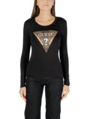 "Guess T-Shirts im Sale | GUESS Damen Langarmshirt Schwarz mit Print - Herbst/Winter Kollektion online kaufen"|Planet-Deluxe
