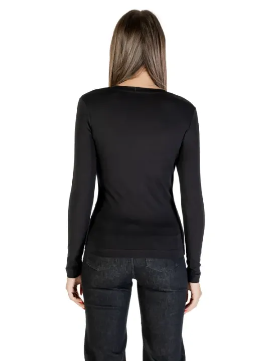 "Guess T-Shirts im Sale | GUESS Damen Langarmshirt Schwarz mit Print - Herbst/Winter Kollektion online kaufen"|Planet-Deluxe