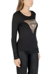 "Guess T-Shirts im Sale | GUESS Damen Langarmshirt Schwarz mit Print - Herbst/Winter Kollektion online kaufen"|Planet-Deluxe