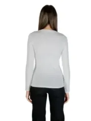 "Armani Exchange T-Shirts im Sale | Armani Exchange Damen T-Shirt - Weiß mit Strass, Langarm, Rundhals - Herbst/Winter Kollektion online kaufen"|Planet-Deluxe