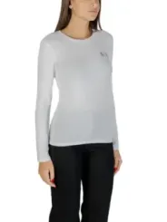 "Armani Exchange T-Shirts im Sale | Armani Exchange Damen T-Shirt - Weiß mit Strass, Langarm, Rundhals - Herbst/Winter Kollektion online kaufen"|Planet-Deluxe