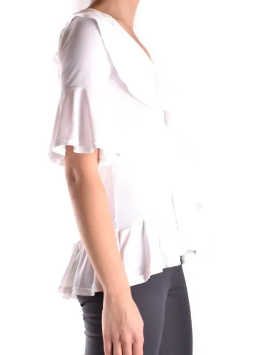 "Dondup Blusen im Sale | Dondup Frühlingsbluse V-Neck Kurzarm Weiß online kaufen"|Planet-Deluxe