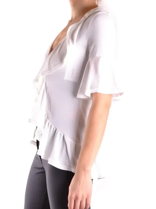 "Dondup Blusen im Sale | Dondup Frühlingsbluse V-Neck Kurzarm Weiß online kaufen"|Planet-Deluxe