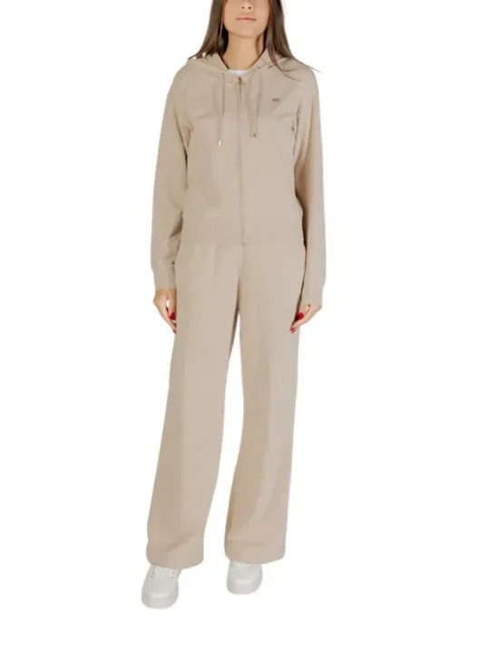 "Ea7 Anzüge im Sale | EA7 Damen Kapuzenanzug Beige - Herbst/Winter Kollektion mit Reißverschluss und Vordertaschen online kaufen"|Planet-Deluxe