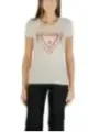 "Guess T-Shirts im Sale | Herbst/Winter Damen T-Shirt von Guess in Beige mit Print - Kurzarm, Rundhalsausschnitt - Artikelcode: W5YI08 J1314 - 95% Baumwol online kaufen"|Planet-Deluxe