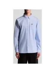 "Lyle & Scott Hemden im Sale | Lyle & Scott Herrenhemd - Klassisches Azurblau für Herbst/Winter, 100% Baumwolle, Langarm mit Knopfleiste und Einzeltasche (Art online kaufen"|Planet-Deluxe