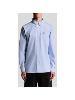 Lyle & Scott Herrenhemd Azurblau, 100% Baumwolle, Langarm