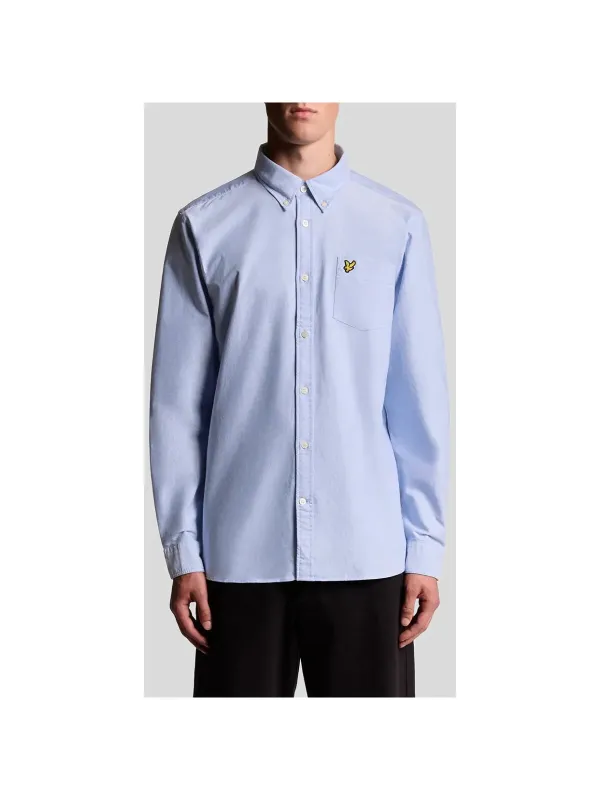 "Lyle & Scott Hemden im Sale | Lyle & Scott Herrenhemd - Klassisches Azurblau für Herbst/Winter, 100% Baumwolle, Langarm mit Knopfleiste und Einzeltasche (Art online kaufen"|Planet-Deluxe