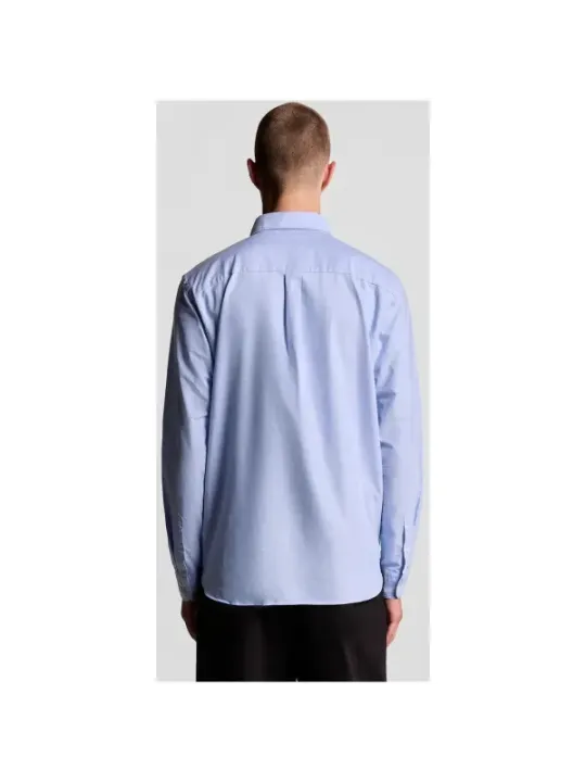 "Lyle & Scott Hemden im Sale | Lyle & Scott Herrenhemd - Klassisches Azurblau für Herbst/Winter, 100% Baumwolle, Langarm mit Knopfleiste und Einzeltasche (Art online kaufen"|Planet-Deluxe