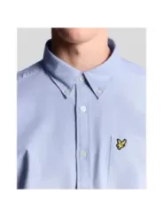 "Lyle & Scott Hemden im Sale | Lyle & Scott Herrenhemd - Klassisches Azurblau für Herbst/Winter, 100% Baumwolle, Langarm mit Knopfleiste und Einzeltasche (Art online kaufen"|Planet-Deluxe