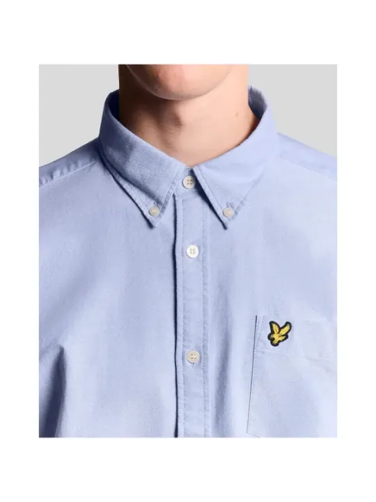 "Lyle & Scott Hemden im Sale | Lyle & Scott Herrenhemd - Klassisches Azurblau für Herbst/Winter, 100% Baumwolle, Langarm mit Knopfleiste und Einzeltasche (Art online kaufen"|Planet-Deluxe