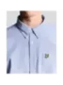 "Lyle & Scott Hemden im Sale | Lyle & Scott Herrenhemd - Klassisches Azurblau für Herbst/Winter, 100% Baumwolle, Langarm mit Knopfleiste und Einzeltasche (Art online kaufen"|Planet-Deluxe