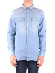 "Pierre Balmain Hemden im Sale | Pierre Balmain Herrenhemd – Azurblaues Baumwollhemd mit Klassischem Kragen und Vordertaschen für Frühling/Sommer online kaufen"|Planet-Deluxe