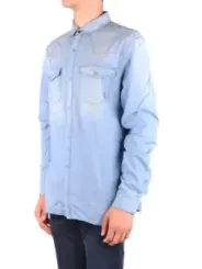 "Pierre Balmain Hemden im Sale | Pierre Balmain Herrenhemd – Azurblaues Baumwollhemd mit Klassischem Kragen und Vordertaschen für Frühling/Sommer online kaufen"|Planet-Deluxe