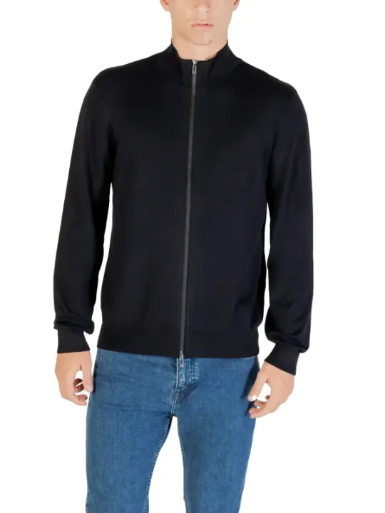 "Armani Exchange Pullover im Sale | Armani Exchange Herrenpullover mit Reißverschluss – Blau, Herbst/Winter Kollektion, Hochgeschlossener Kragen, Langarm (Artike online kaufen"|Planet-Deluxe
