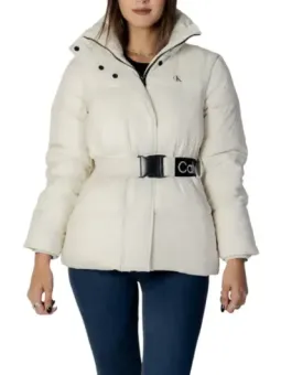 Winterweiße gesteppte Damen-Pufferjacke Calvin Klein