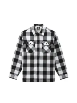 Schwarzes weißes Karomuster Flanellhemd Dickies