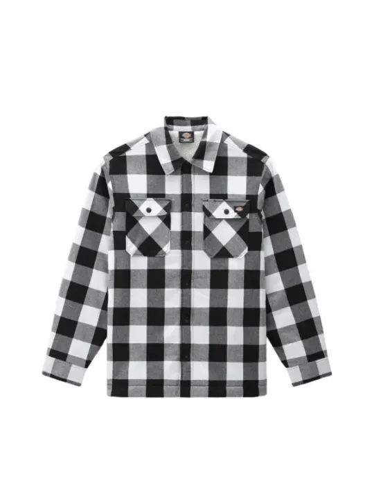 Schwarzes weißes Karomuster Flanellhemd Dickies