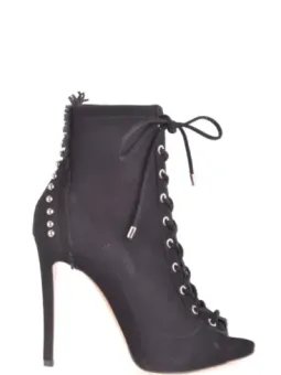 Ninalilou Damen Stiefeletten Schwarz Wildleder Offen