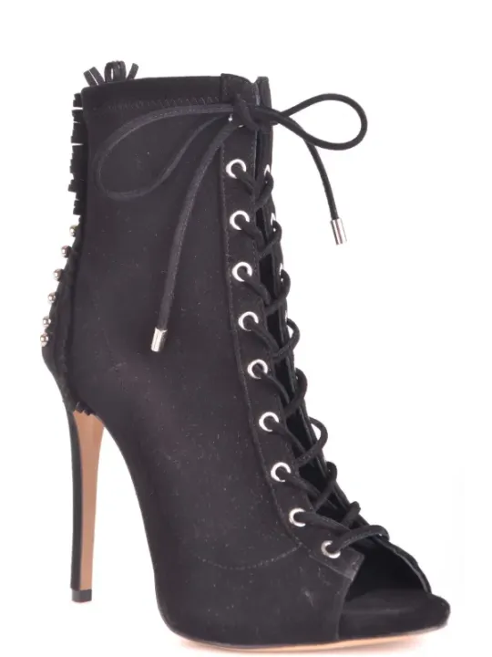 "Ninalilou Stiefel im Sale | Ninalilou Damen Stiefeletten Schwarz Wildleder Offen online kaufen"|Planet-Deluxe