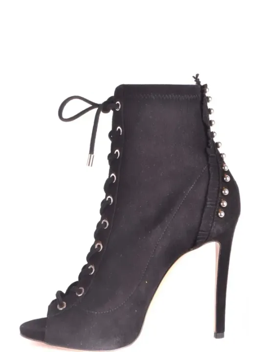 "Ninalilou Stiefel im Sale | Ninalilou Damen Stiefeletten Schwarz Wildleder Offen online kaufen"|Planet-Deluxe
