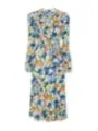 "Diane Von Furstenberg Kleider im Sale | Diane Von Furstenberg - Elegantes Frühlings-/Sommerkleid mit Blumenmuster und Gürtel - Bunt, Langarm, Tiefer V-Ausschnitt online kaufen"|Planet-Deluxe