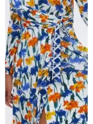 "Diane Von Furstenberg Kleider im Sale | Diane Von Furstenberg - Elegantes Frühlings-/Sommerkleid mit Blumenmuster und Gürtel - Bunt, Langarm, Tiefer V-Ausschnitt online kaufen"|Planet-Deluxe