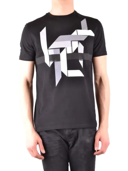 "Neil Barrett T-Shirts im Sale | Neil Barrett Herren TShirt Schwarz Druck Rundhals Kurzarm online kaufen"|Planet-Deluxe