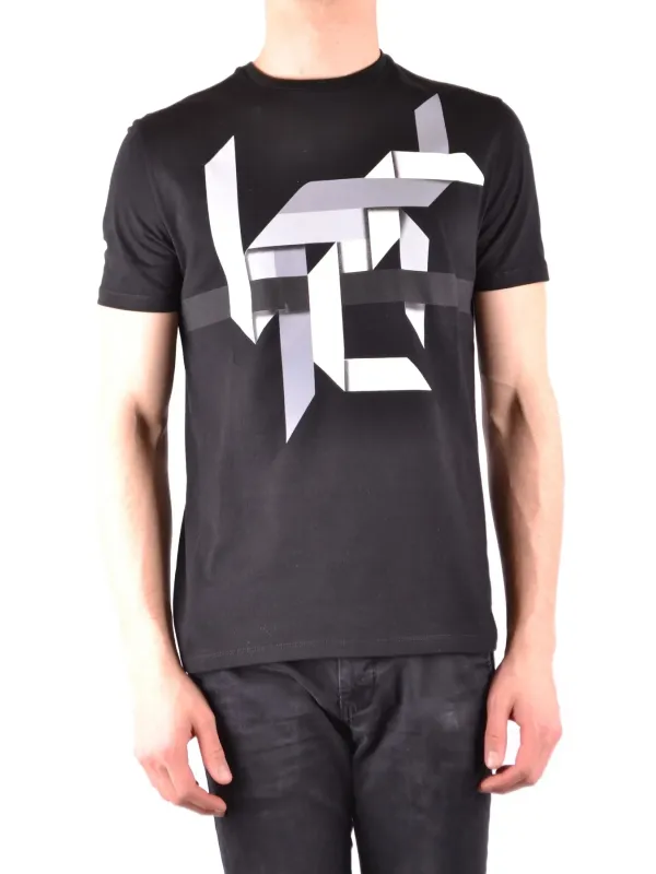 "Neil Barrett T-Shirts im Sale | Neil Barrett Herren TShirt Schwarz Druck Rundhals Kurzarm online kaufen"|Planet-Deluxe