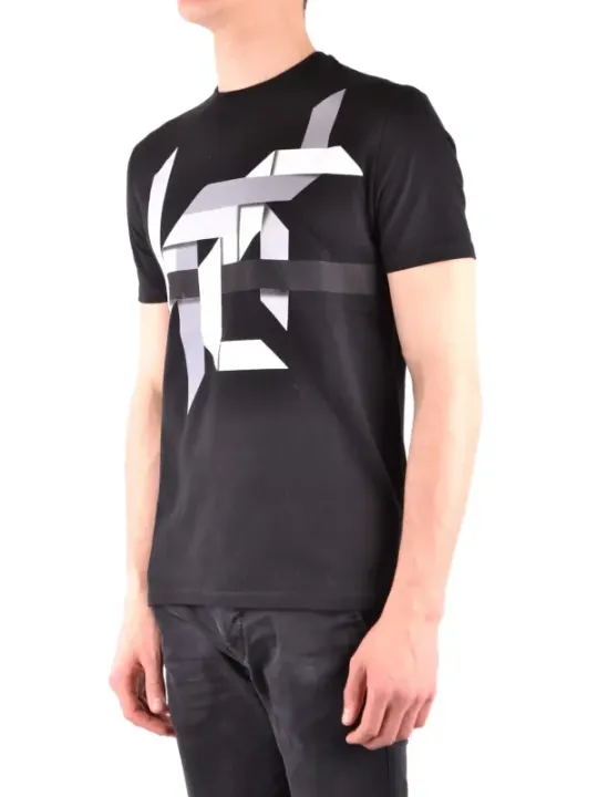 "Neil Barrett T-Shirts im Sale | Neil Barrett Herren TShirt Schwarz Druck Rundhals Kurzarm online kaufen"|Planet-Deluxe