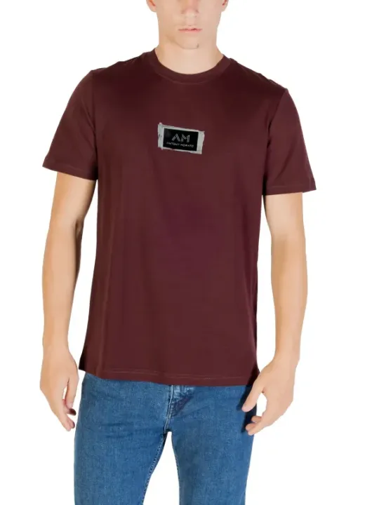 "Antony Morato T-Shirts im Sale | Antony Morato Herren T-Shirt Bordeaux Druck 100% Baumwolle online kaufen"|Planet-Deluxe