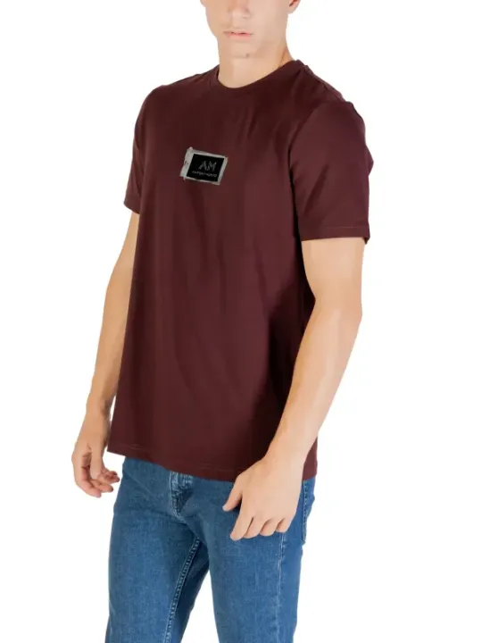 "Antony Morato T-Shirts im Sale | Antony Morato Herren T-Shirt Bordeaux Druck 100% Baumwolle online kaufen"|Planet-Deluxe