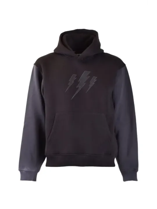 "Neil Barrett Sweatshirts im Sale | Neil Barrett Herren Fleece Hoodie Schwarz Herbst Winter online kaufen"|Planet-Deluxe