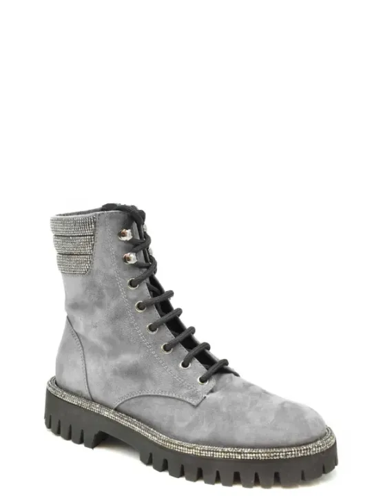 "Ninalilou Stiefel im Sale | Ninalilou Wildleder Strass Stiefeletten Grau Damen online kaufen"|Planet-Deluxe