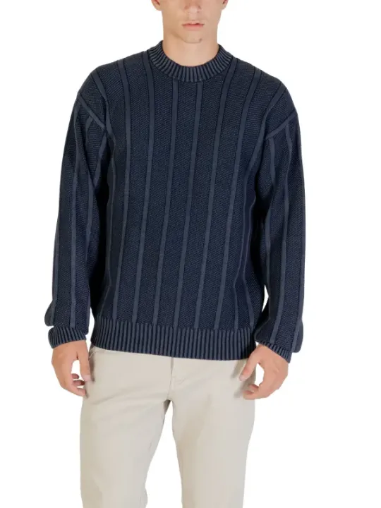 "Boss Pullover im Sale | Boss Herrenpullover Blau Rundhals Baumwolle Herbst Winter online kaufen"|Planet-Deluxe