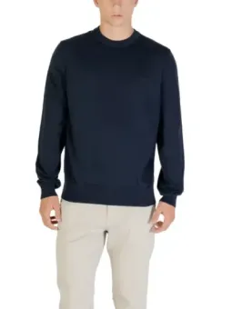 Boss Herren Pullover Blau, Rundhals, 85% Baumwolle