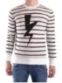 "Neil Barrett Pullover im Sale | Neil Barrett Herren Streifenpullover Weiß 100 Baumwolle online kaufen"|Planet-Deluxe