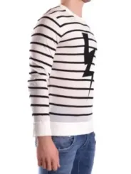 "Neil Barrett Pullover im Sale | Neil Barrett Herren Streifenpullover Weiß 100 Baumwolle online kaufen"|Planet-Deluxe