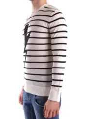 "Neil Barrett Pullover im Sale | Neil Barrett Herren Streifenpullover Weiß 100 Baumwolle online kaufen"|Planet-Deluxe