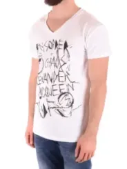 "Alexander Mcqueen T-Shirts im Sale | McQueen Herren TShirt FrühlingSommer VNeck Druck Weiß online kaufen"|Planet-Deluxe