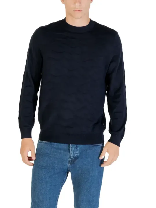 "Armani Exchange Pullover im Sale | Armani Exchange Herrenpullover - Stilvoller Rundhals-Pullover für Herbst/Winter in Blau online kaufen"|Planet-Deluxe