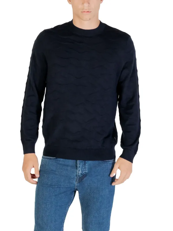 "Armani Exchange Pullover im Sale | Armani Exchange Herrenpullover - Stilvoller Rundhals-Pullover für Herbst/Winter in Blau online kaufen"|Planet-Deluxe