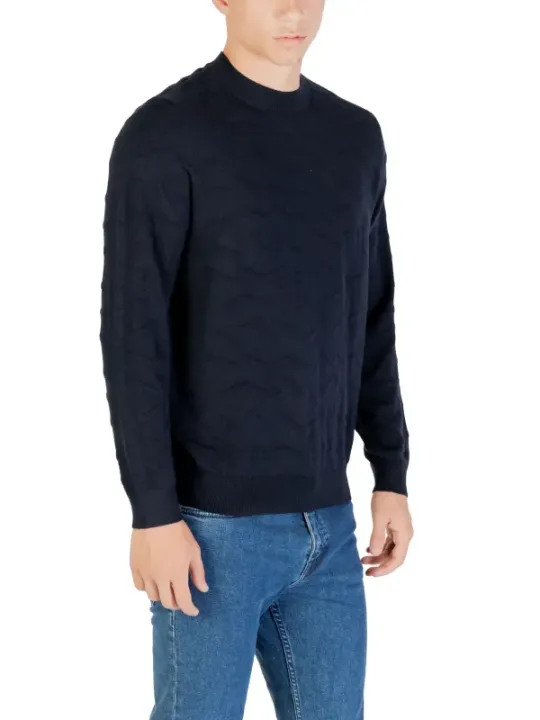 "Armani Exchange Pullover im Sale | Armani Exchange Herrenpullover - Stilvoller Rundhals-Pullover für Herbst/Winter in Blau online kaufen"|Planet-Deluxe